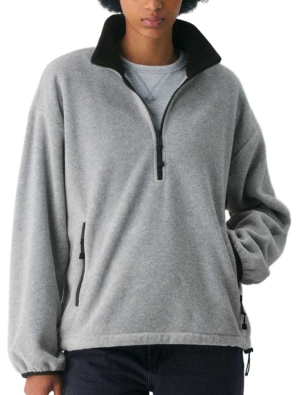 Aritzia TNA Mellow Mockneck 1/2 Zip Grey Fleece Sweater in XXS